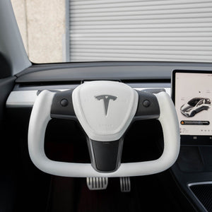 Tesplus Yoke Style Steering Wheel - White Nappa Leather