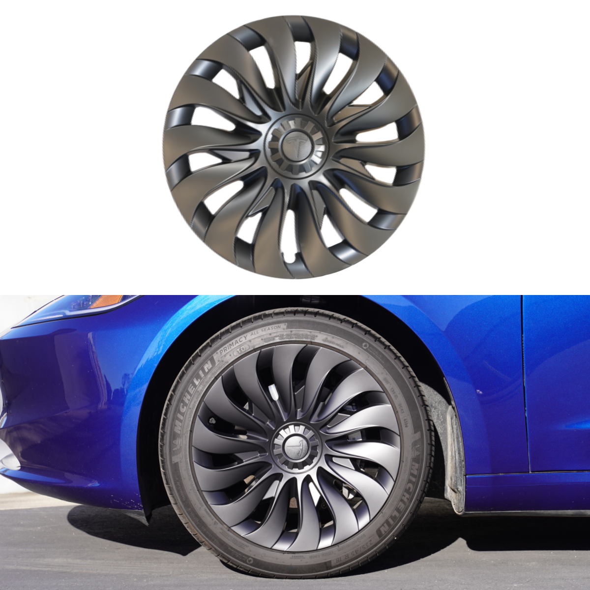 TESPLUS 18'' Hurricane Style Wheel Cover for Model 3