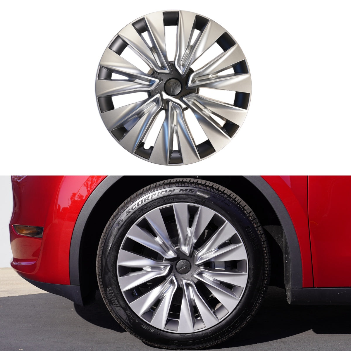 TESPLUS 19'' Nova Style Wheel Cover Silver For Model Y