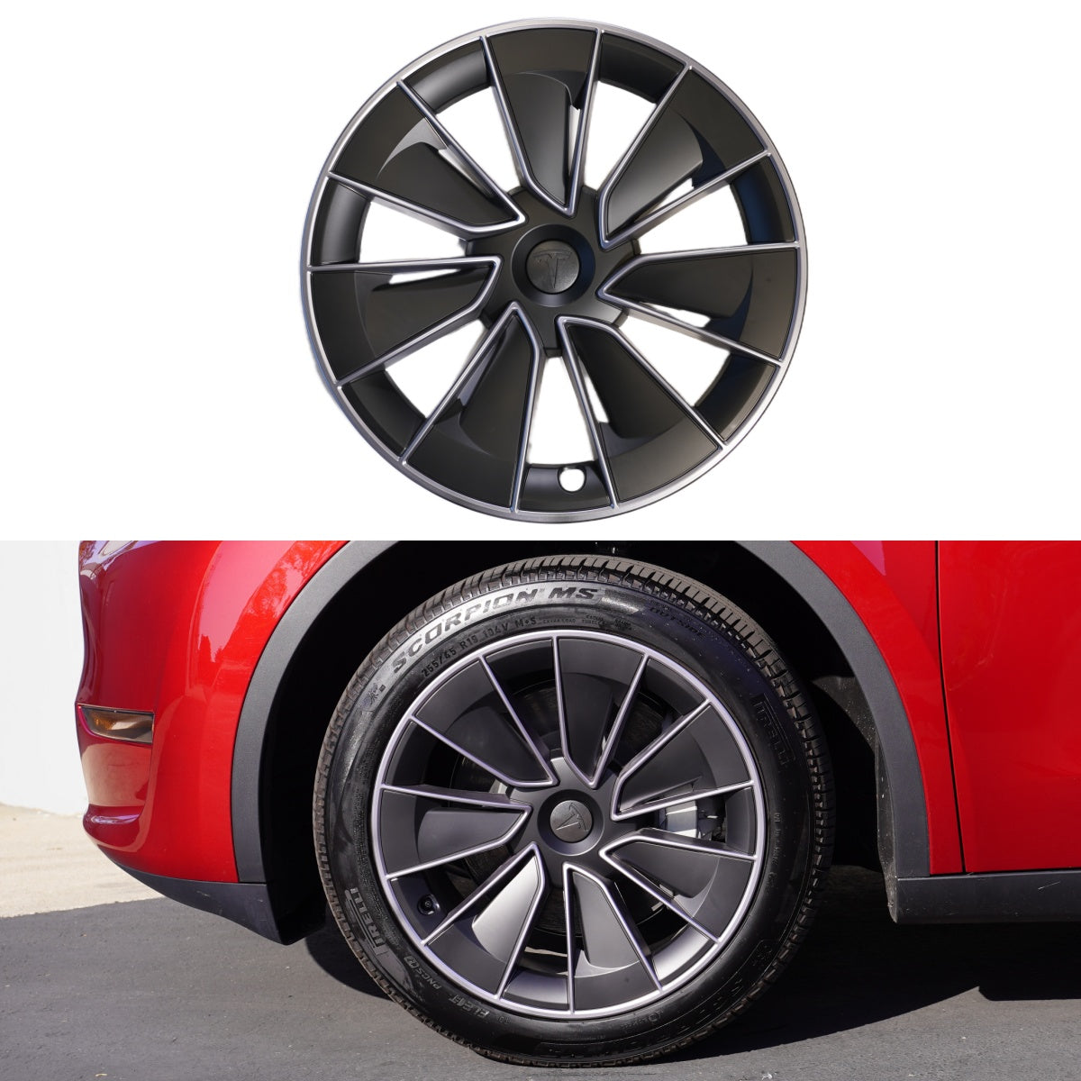 TESPLUS 19'' WARP STYLE WHEEL COVER Silver FOR MODEL Y