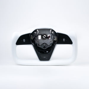 TESPLUS YOKE Style Steering Wheel Plaid Edition - White Nappa Leather