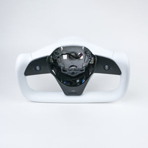 TESPLUS YOKE Style Steering Wheel Plaid Edition - White Nappa Leather