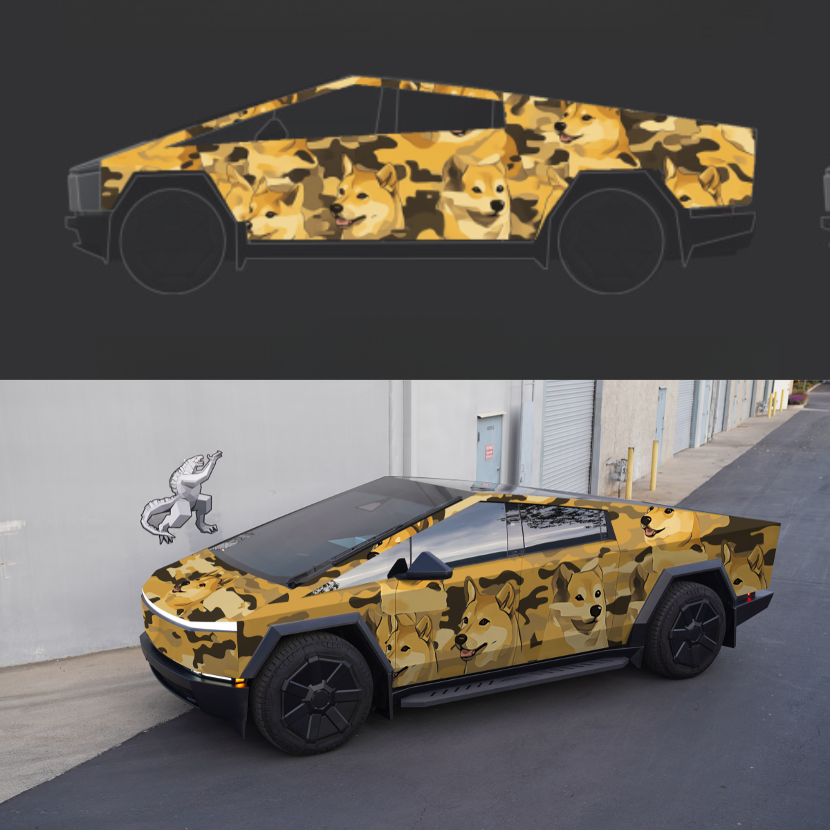 Wrapped Doge TESPLUS Custom Vinyl Wrap for Cybertruck - Doge Camo