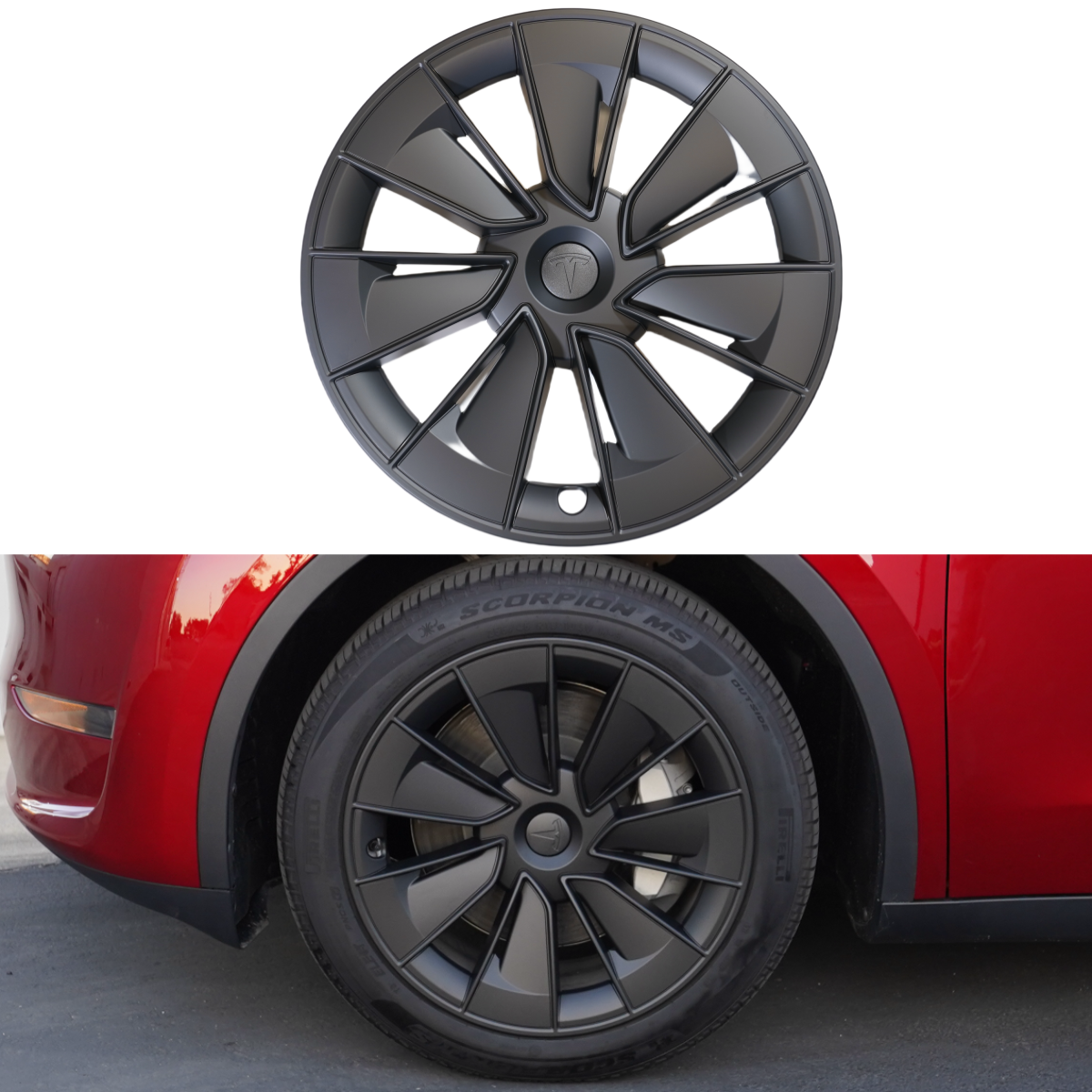 TESPLUS 19'' Warp Style Wheel Cover Black for Model Y