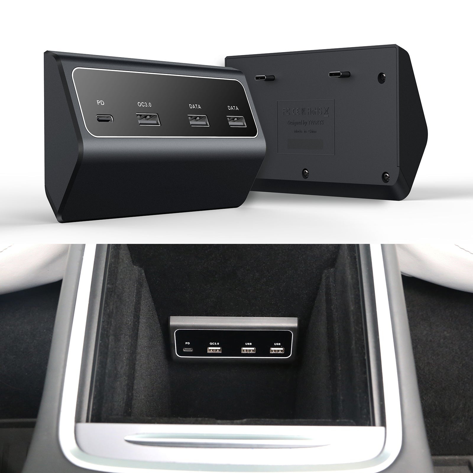 Usbc Hub Tesla Rear Tesla Model 3, Y, S & X Console USB Hub Dual Type-C - TESPLUS