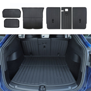 TESPLUS All-Weather Cargo Liners Set With Seats Back Protector Mats - Model Y