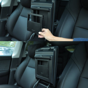 Tesla owner installing Tesla Model 3 & Y Armrest Hidden Storage Compartment in their car.