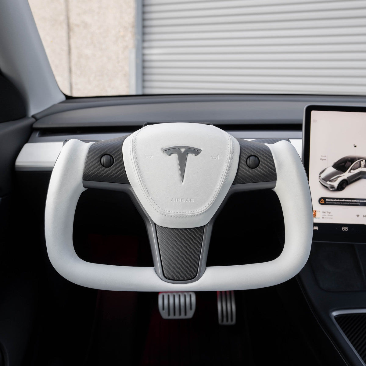 Tesplus Yoke Style Steering Wheel - White Nappa Leather