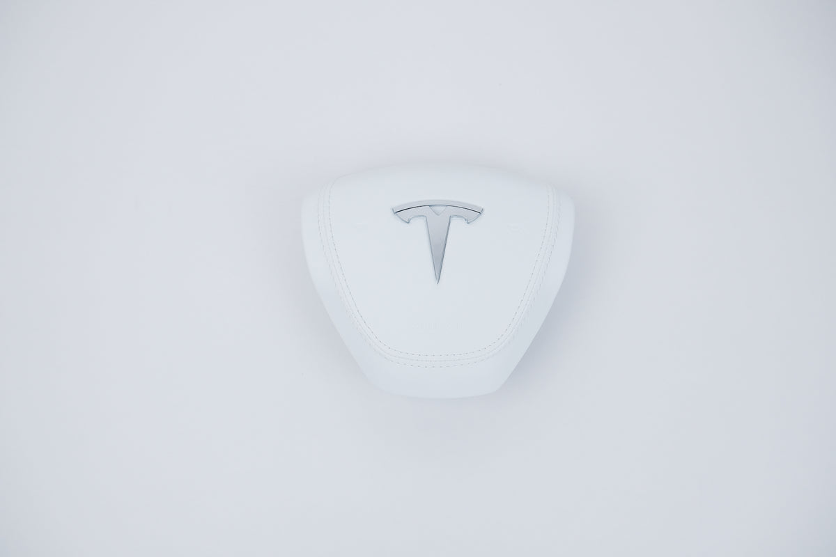 Tesplus Yoke Style Steering Wheel - White Nappa Leather